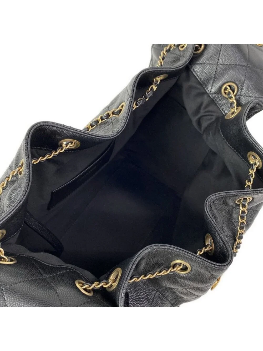 Chanel Shoulder Bag 25 Black Chain Vintage Gold Metal